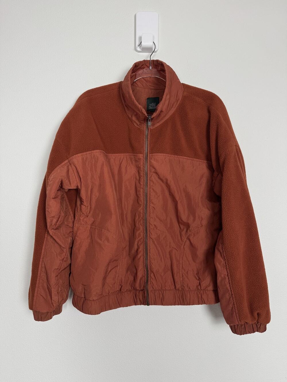 Wild Fable Jacket Womens Large Burnt Orange Fleece Lined Nylon Full Zip